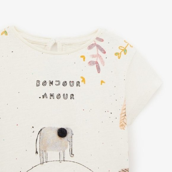 ZARA Baby Girl Elephant Printed T-Shirt 4-5YRS NWT - Picture 2 of 3